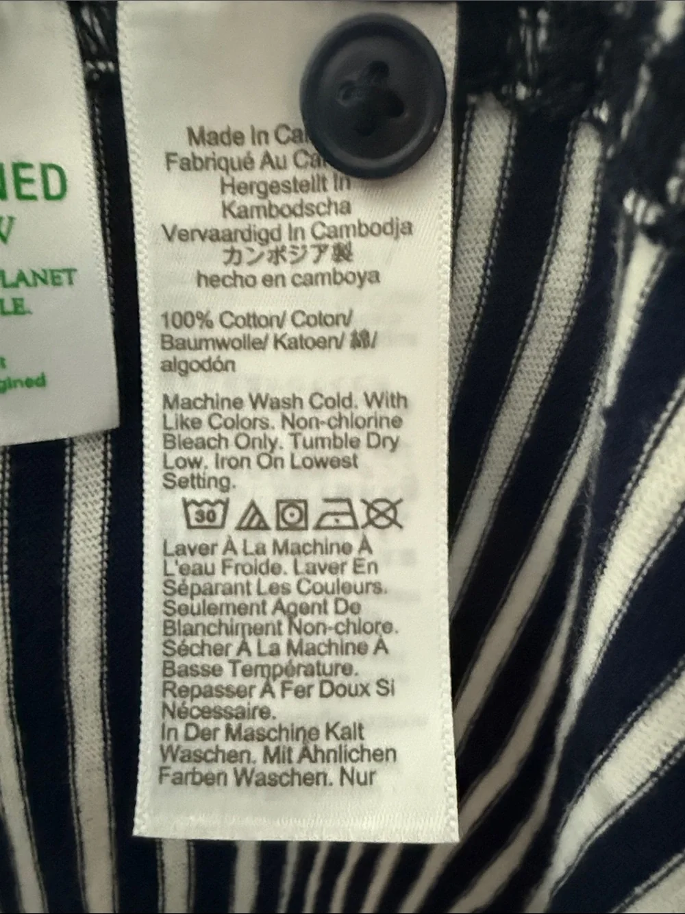 J. Crew Navy and White Striped Men's Button-Down Shirt